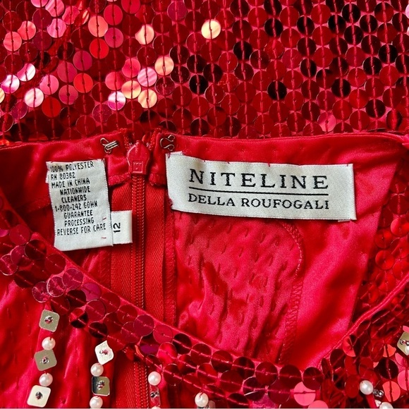 Vintage Niteline Della Roufogali Red Sequin Beaded Gown Maxi Dress Size 12 - Picture 11 of 12